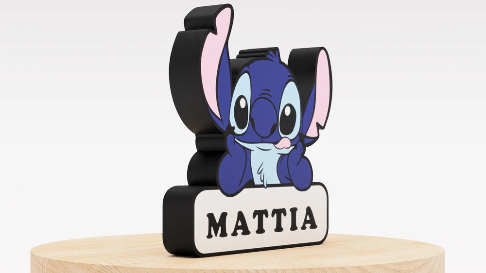 Stitch with LED light and personalized 3D name.