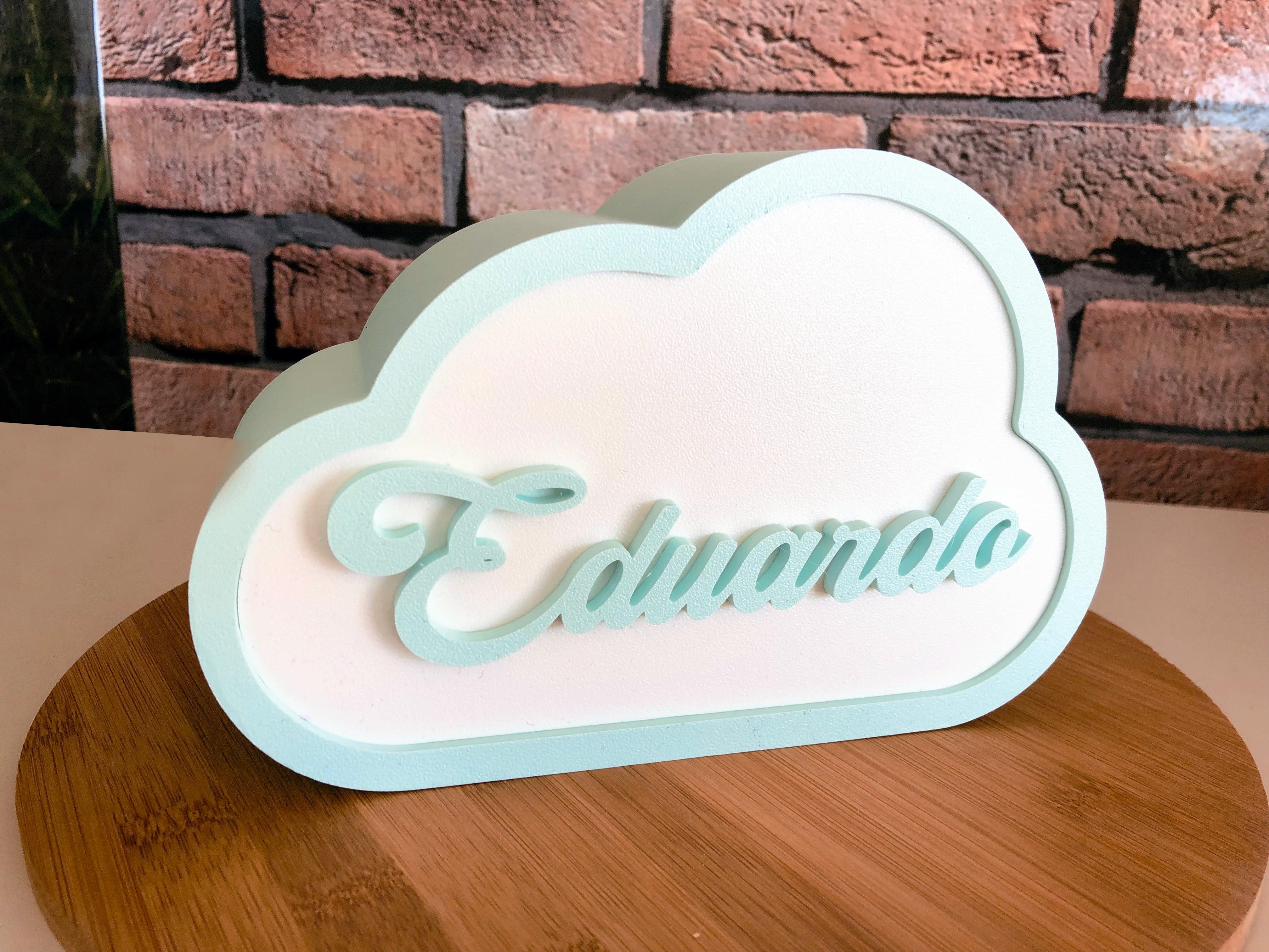Cloud-shaped piggy bank with 3D name