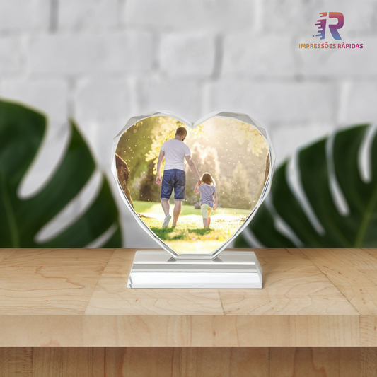 Moldura Personalizada Acrílico Cristal Coração 