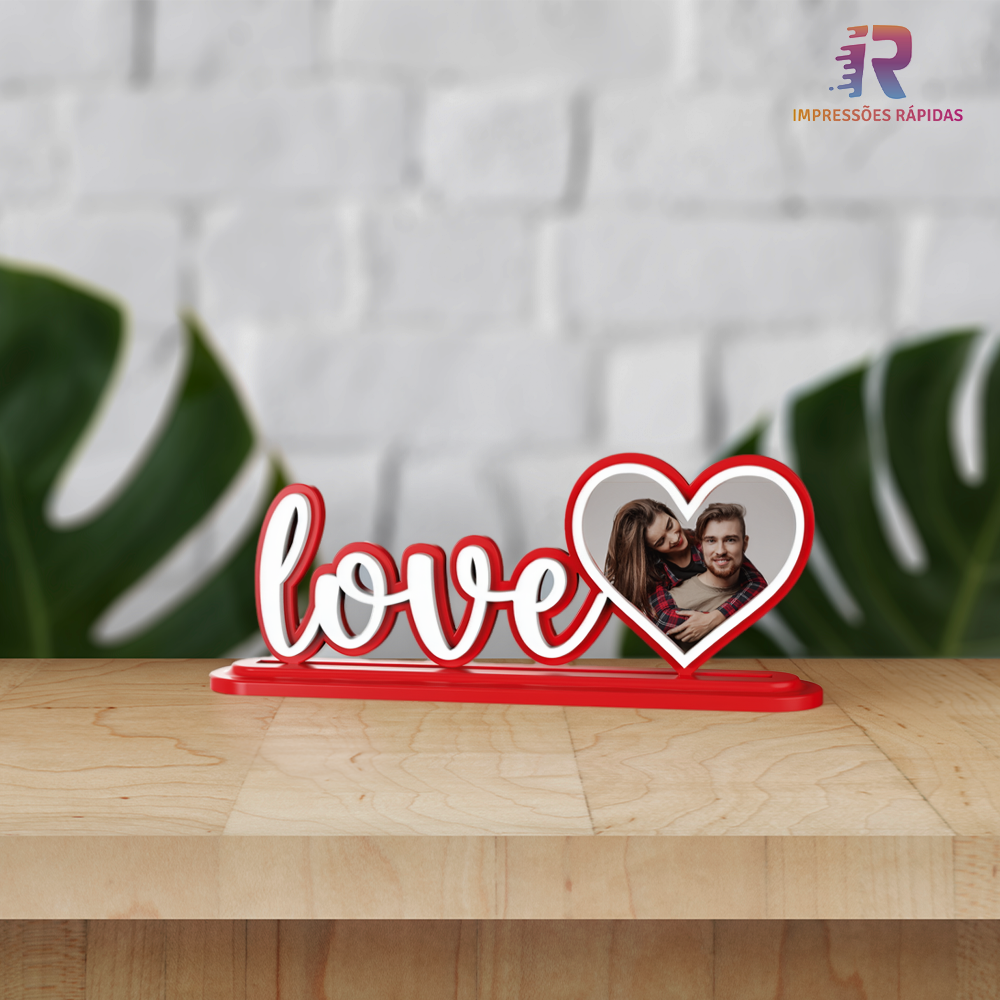 Moldura Love Impressão 3D com foto Personalizada