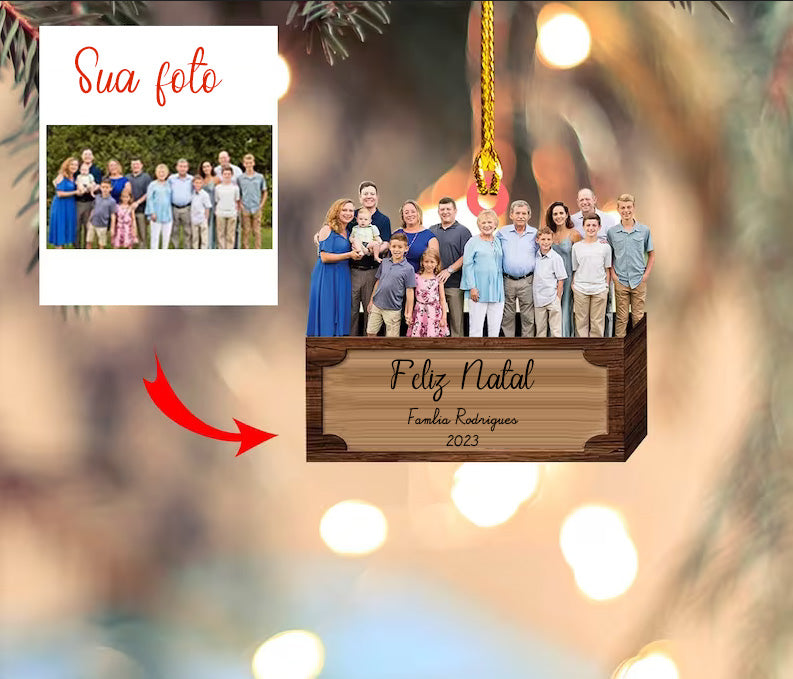 Foto da família em acrílico para Árvore de Natal - Natal personalizado