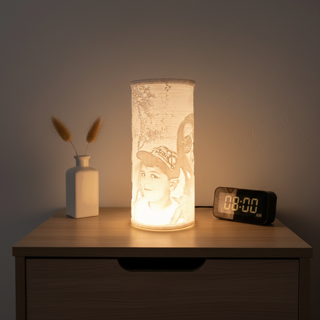 Candeeiro 3D Lifestyle - Quarto Minimalista