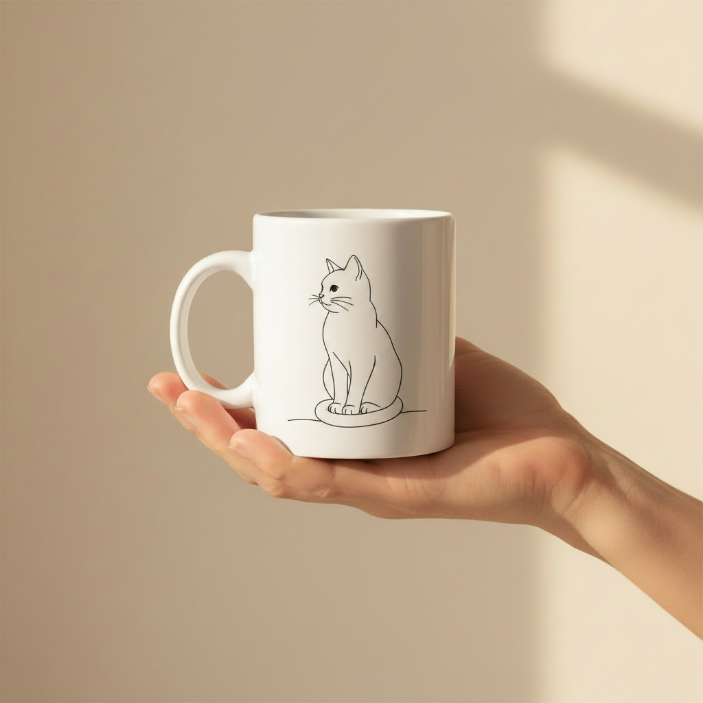 Caneca Traço Fino - Gato - Terceira tentativa