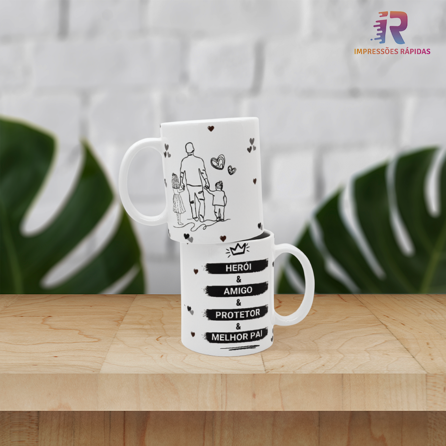 Caneca Dia do Pai - Herói & Amigo & Protetor & Melhor Pai