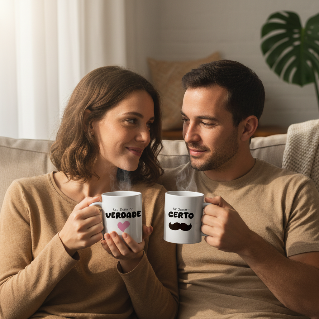 Casal no sofá com canecas - mãos corrigidas