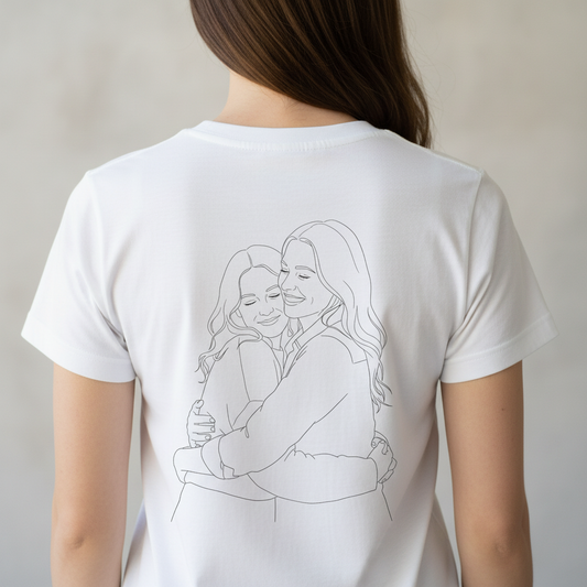 Estampa nas costas vestida numa rapariga