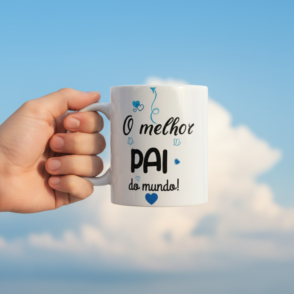 Fotografia publicitária Caneca Dia do Pai - céu azul