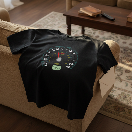 T-shirt Dia do Pai dobrada em ambiente vintage acolhedor