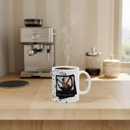 Imagem lifestyle caneca Dia do Pai em contexto de cozinha