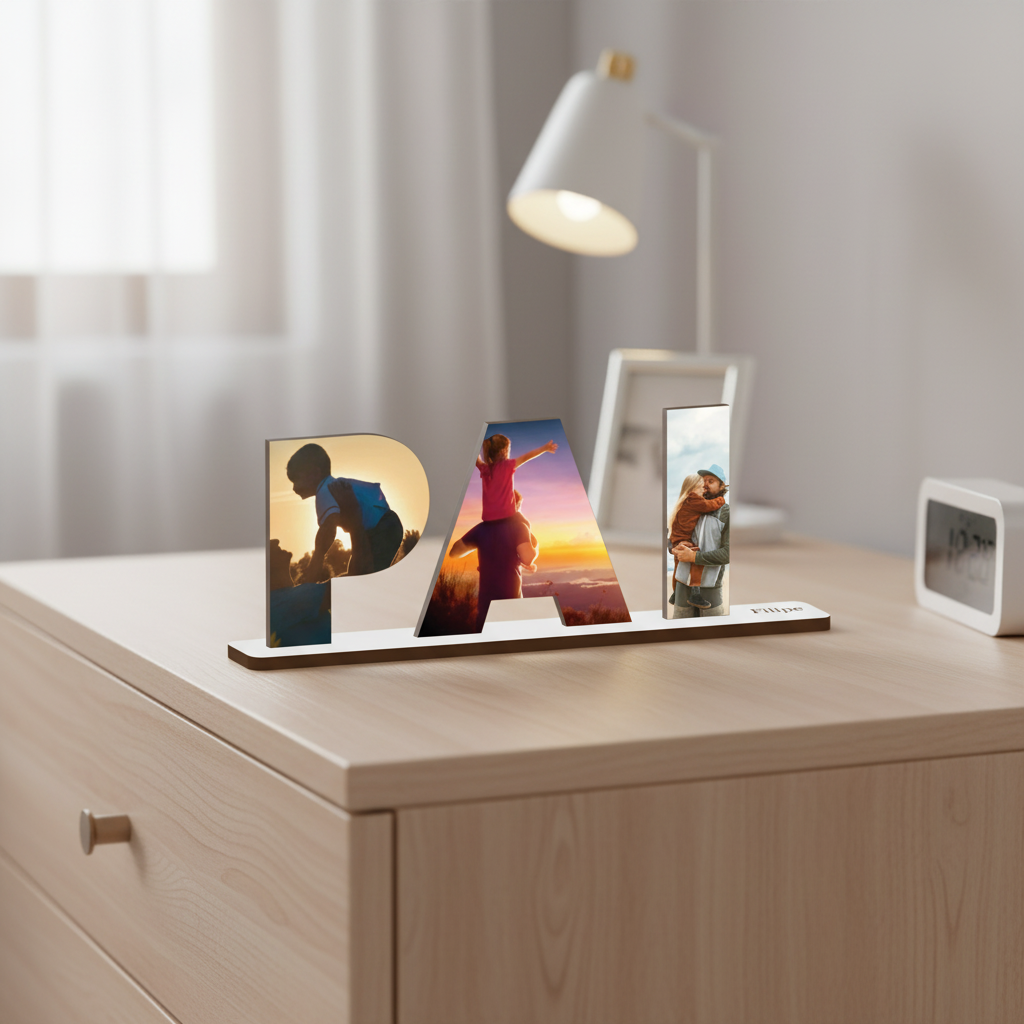 Imagem lifestyle da placa do Dia do Pai - produto em destaque