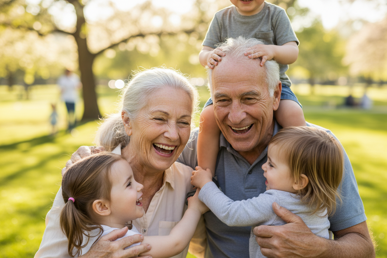 Mais próximo e realista. o nome da imagem é: avos-com-netos