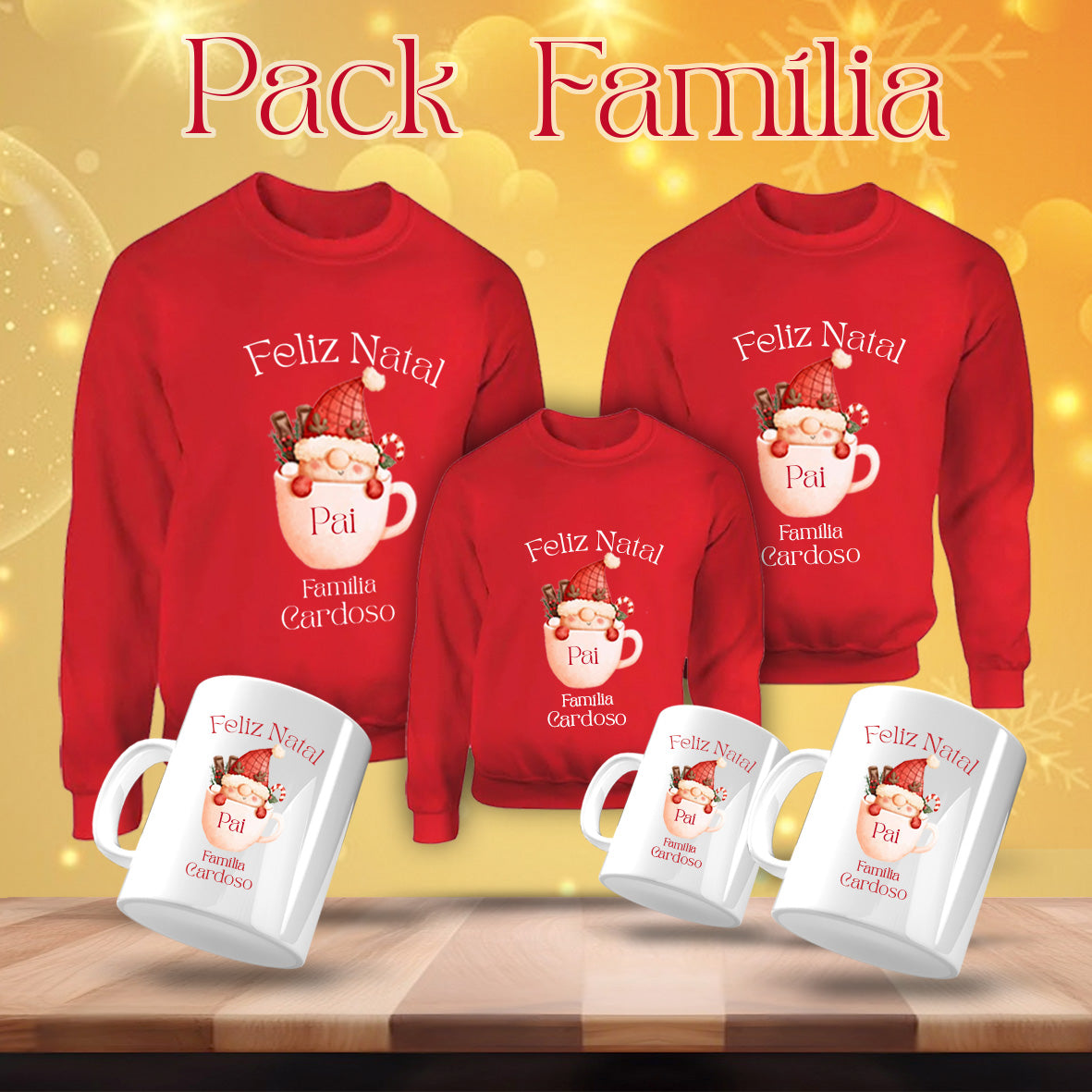 Pack família - Sweat e caneca Personalizada para o Natal