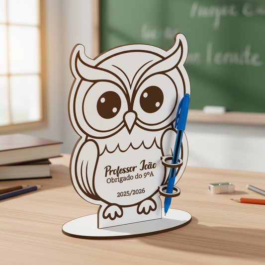 Packshot Coruja MDF - Cenário Escolar