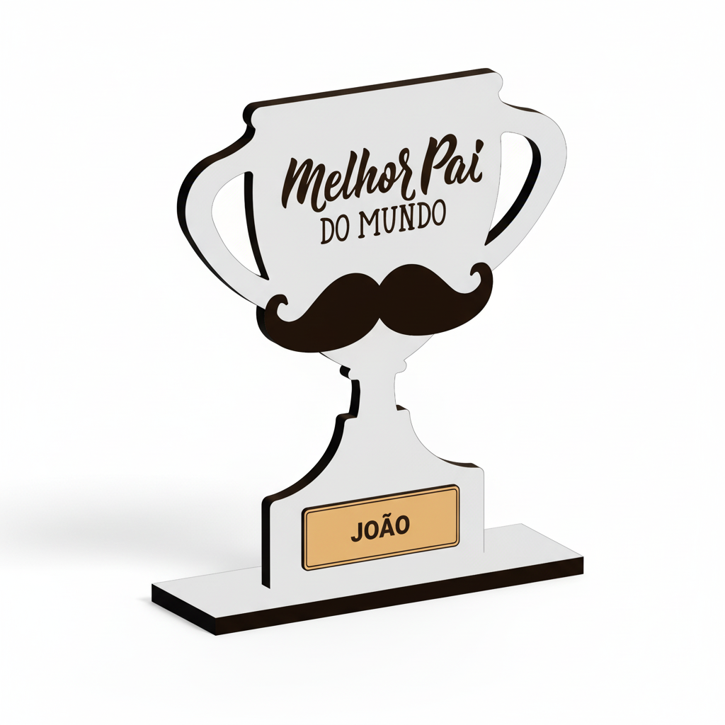 Packshot profissional da placa MDF "Melhor Pai do Mundo"