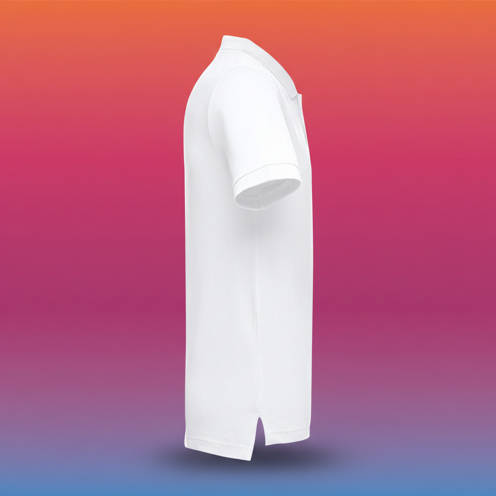 Packshot profissional polo personalizada - vista lateral