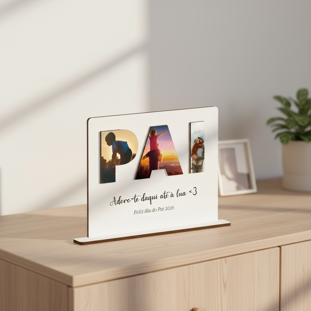 Placa Dia do Pai com sombras realistas