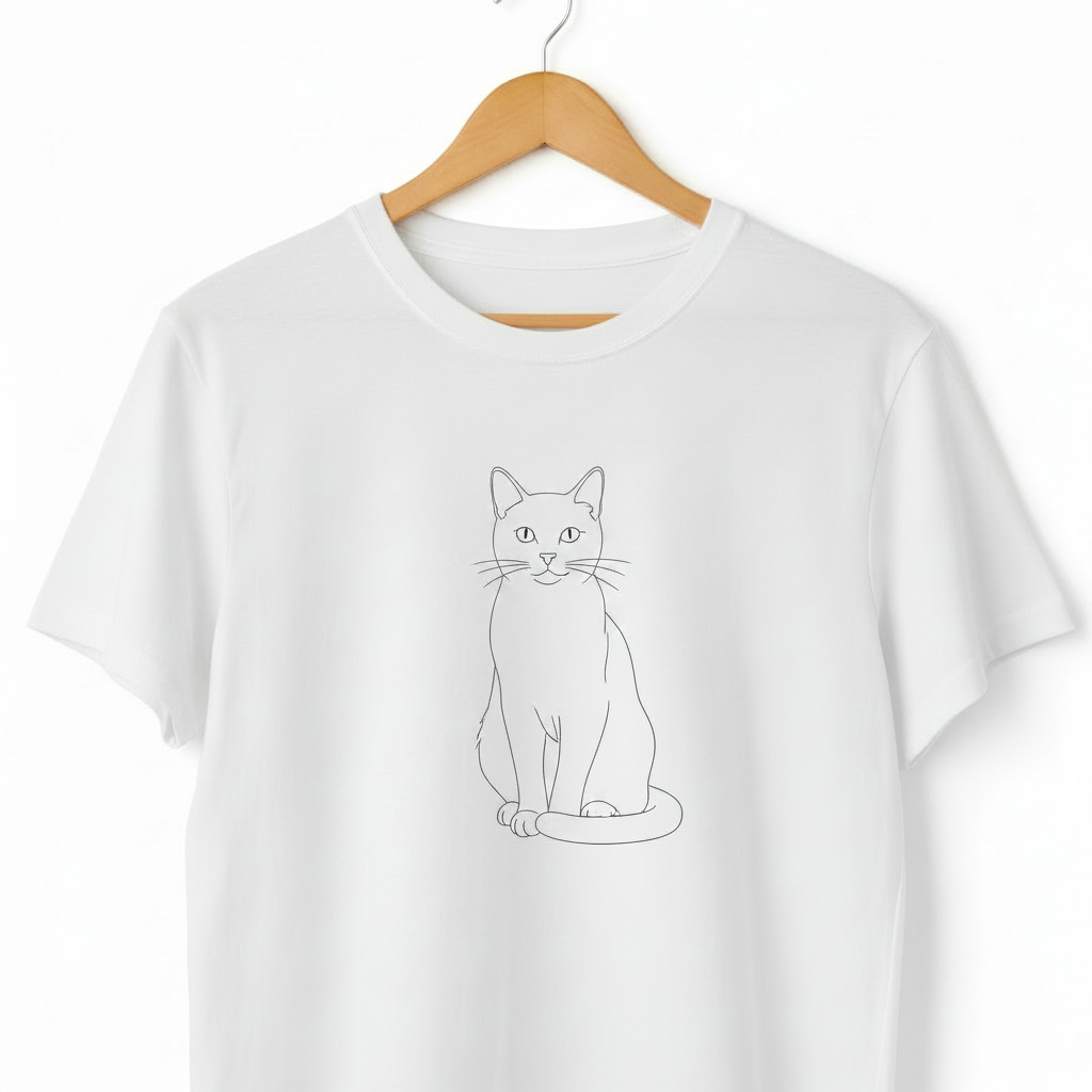 T-shirt Gato Traço Fino - Nova tentativa