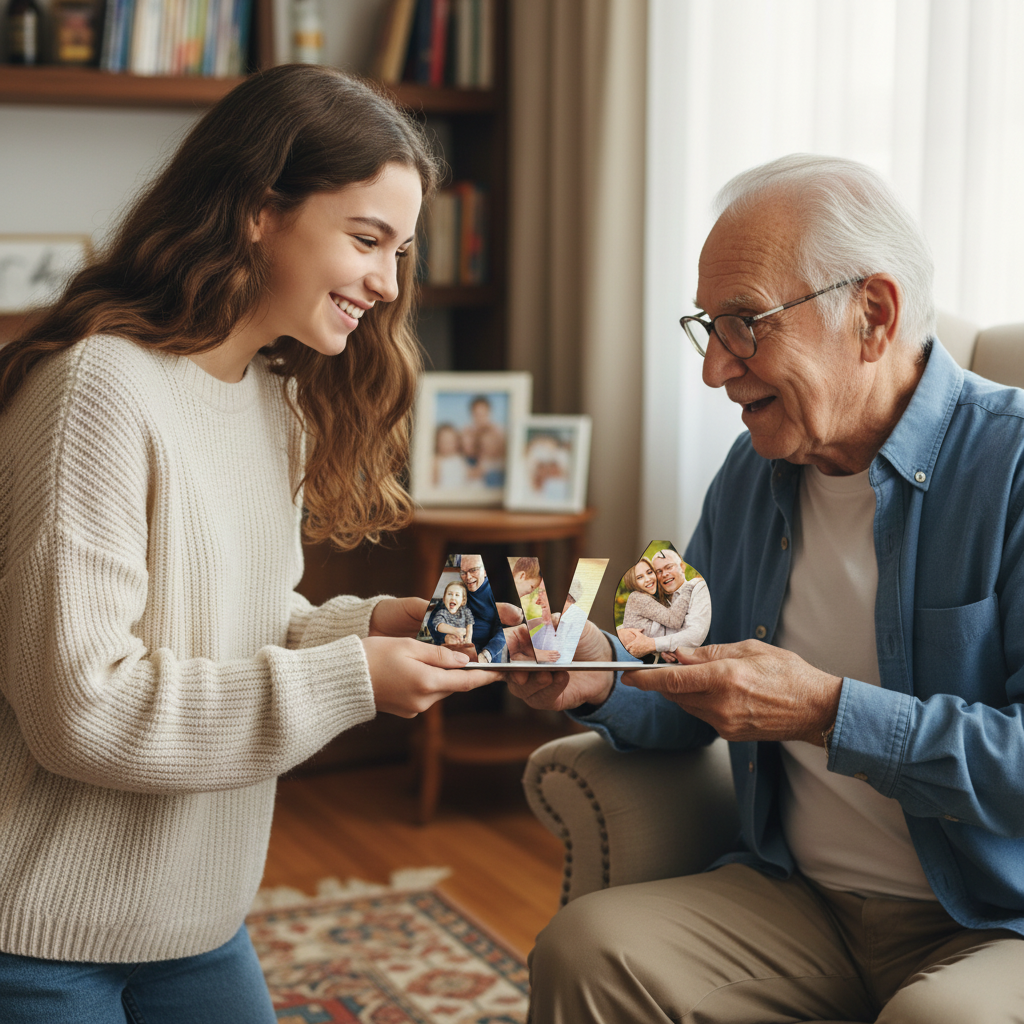 UGC – Adolescente a oferecer o presente ao avô