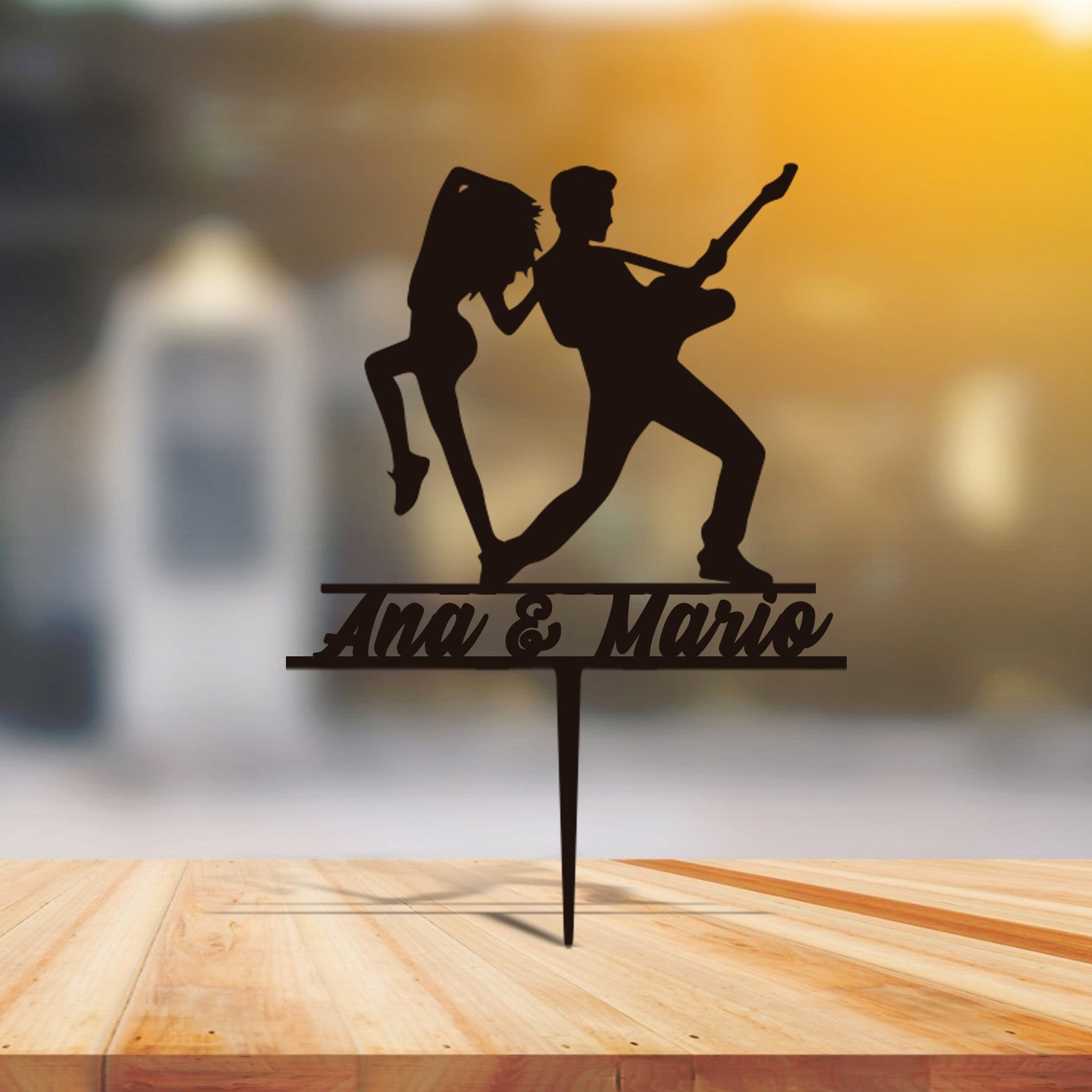 Cake topper - Wedding with the names of the bride and groom - ROCK